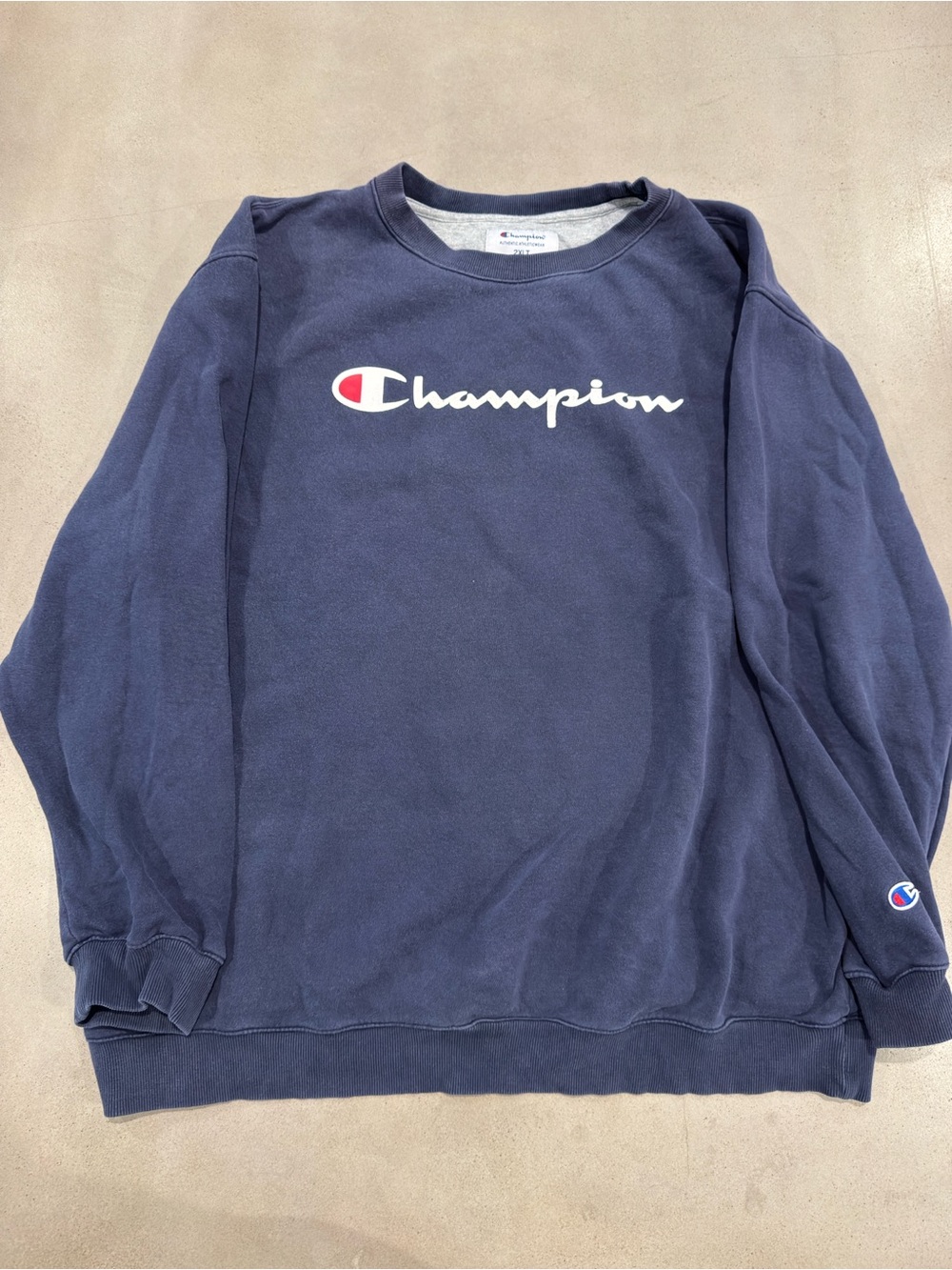 Champion Navy Crewneck Sweatshirt with Script Logo